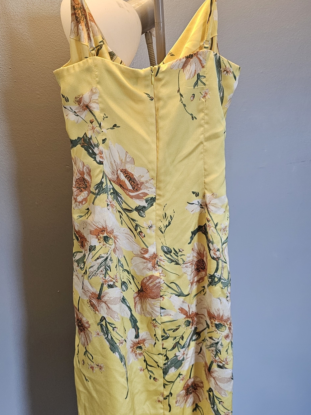 Lulu's Yellow Floral Cowl Midi Slip Dress - Picture 3 of 9